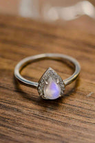 Moonstone Teardrop 925 Sterling Silver Halo Ring-Bijou Crush