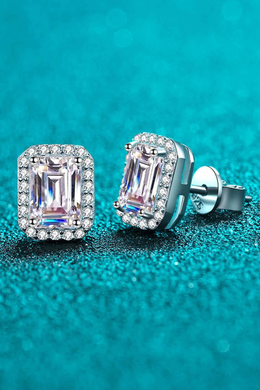 Adored 1 Carat Moissanite Rhodium-Plated Square Stud Earrings-Bijou Crush