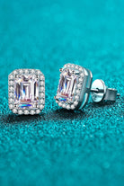 Adored 1 Carat Moissanite Rhodium-Plated Square Stud Earrings-Bijou Crush