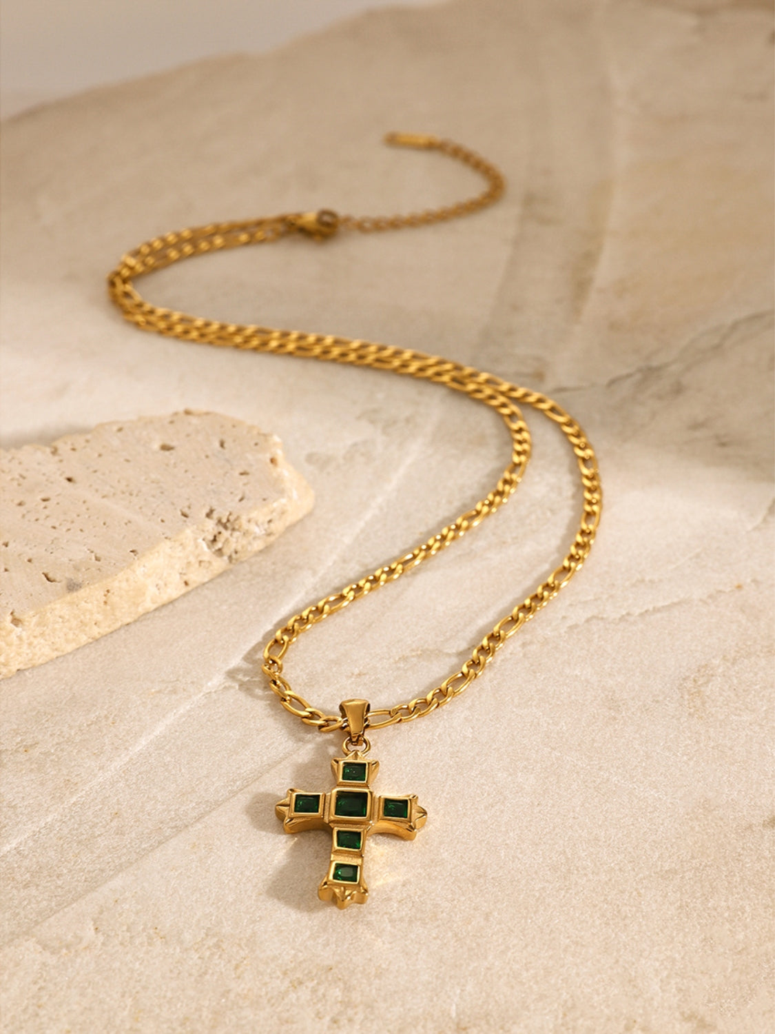 Stainless Steel Zircon Cross Pendant Necklace-Bijou Crush