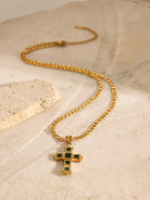 Stainless Steel Zircon Cross Pendant Necklace-Bijou Crush