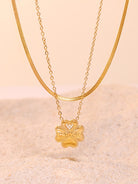 2 Piece 18K Gold-Plated Inlaid Zircon Lucky Clover Necklace-Bijou Crush
