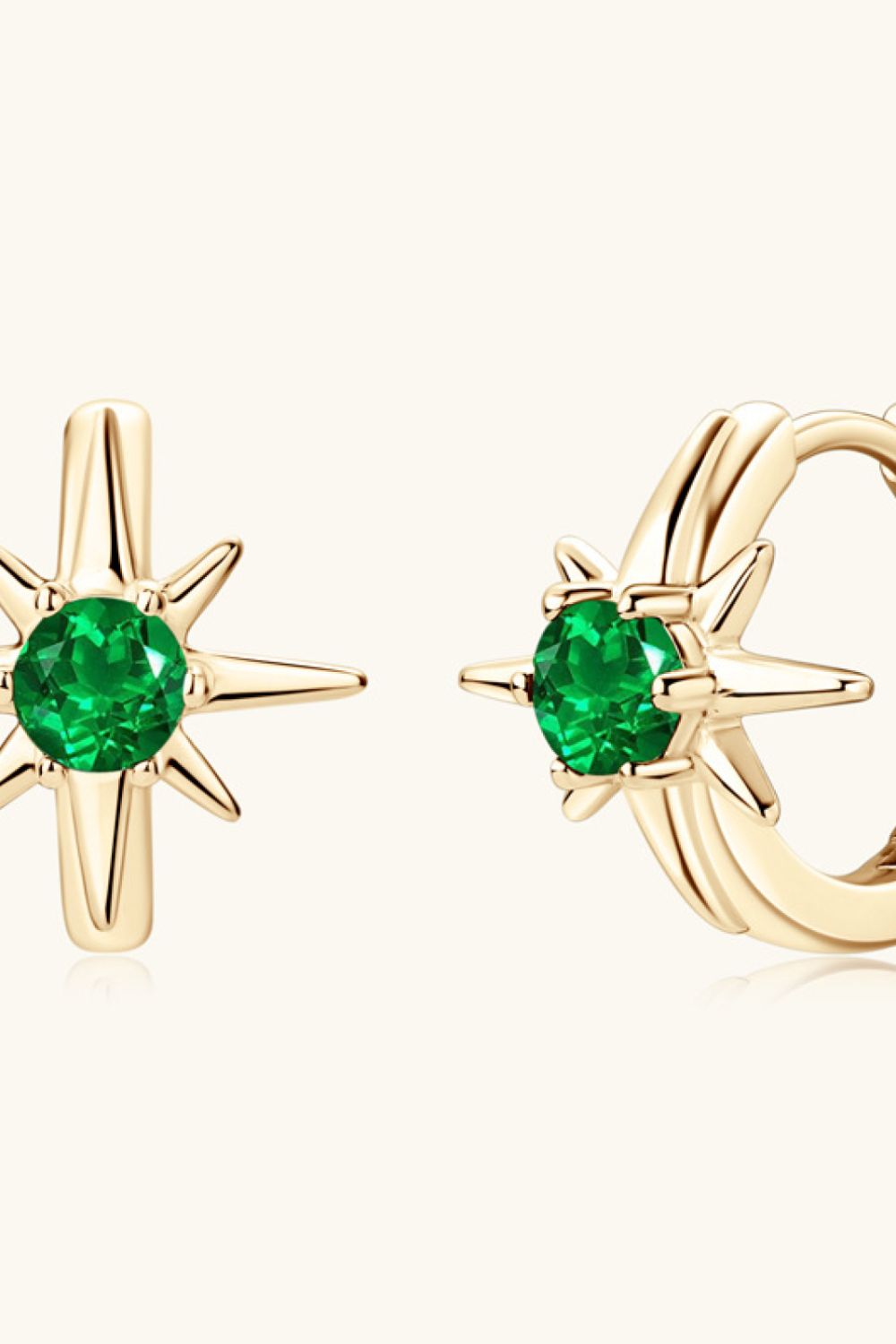 Lab-Grown Emerald Huggie Earrings-Bijou Crush