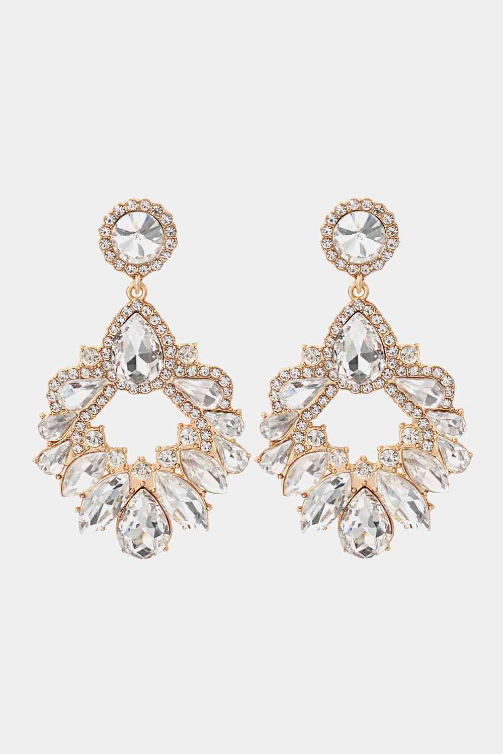 Zinc Alloy Frame Glass Stone Dangle Earrings-Bijou Crush