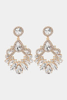 Zinc Alloy Frame Glass Stone Dangle Earrings-Bijou Crush