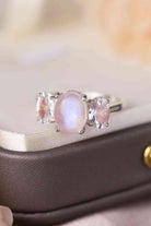 High Quality Natural Moonstone 925 Sterling Silver Three Stone Ring-Bijou Crush