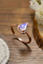 Moonstone Teardrop 925 Sterling Silver Halo Ring-Bijou Crush