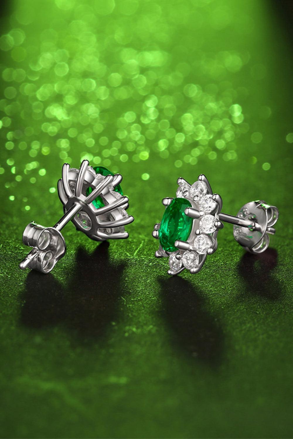 1 Carat Lab-Grown Emerald Stud Earrings-Bijou Crush