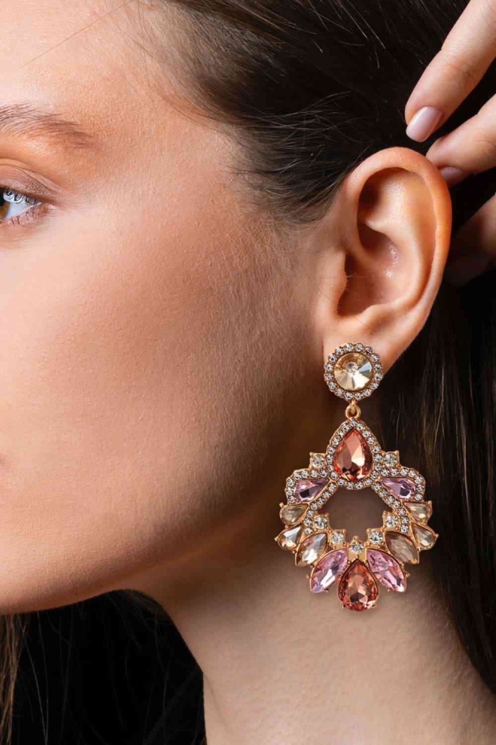Zinc Alloy Frame Glass Stone Dangle Earrings-Bijou Crush