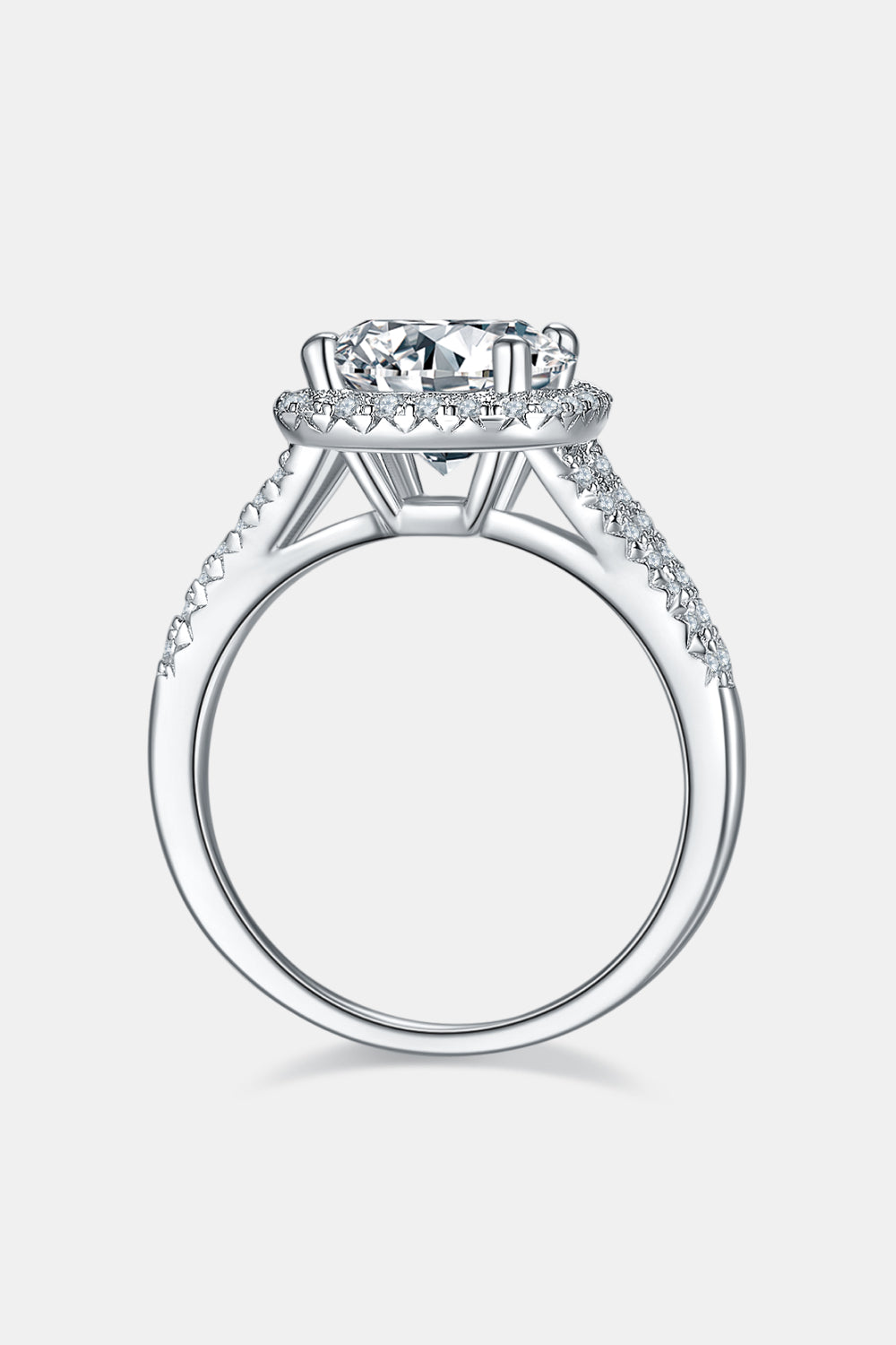 3 Carat Moissanite Halo Ring - 925 Sterling Silver-Platinum-plated-Bijou Crush