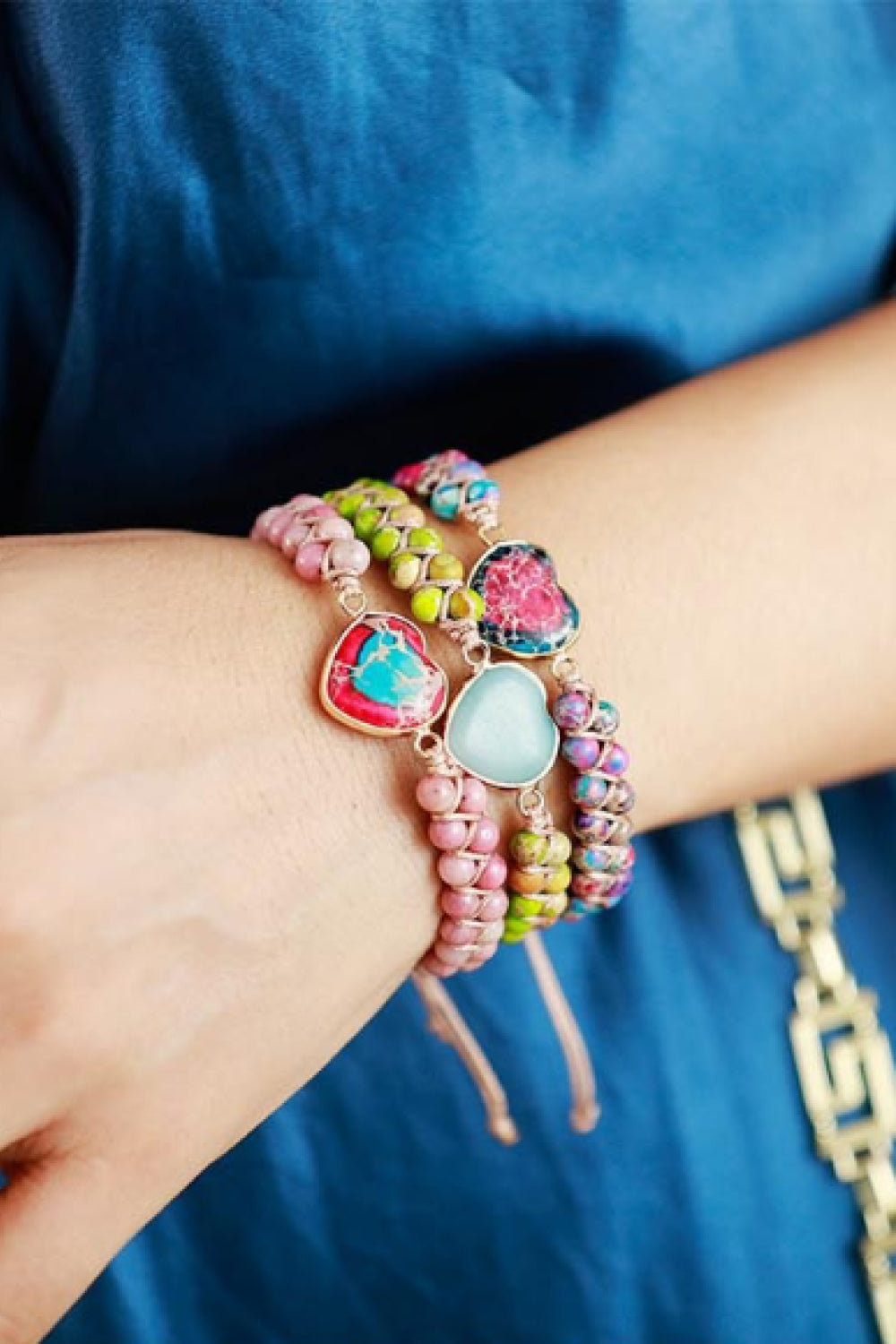 Handmade Heart Shape Natural Stone Bracelet-Bijou Crush
