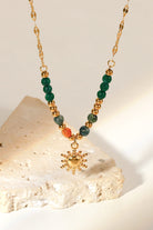Sun Pendant Natural Stone Necklace-Bijou Crush
