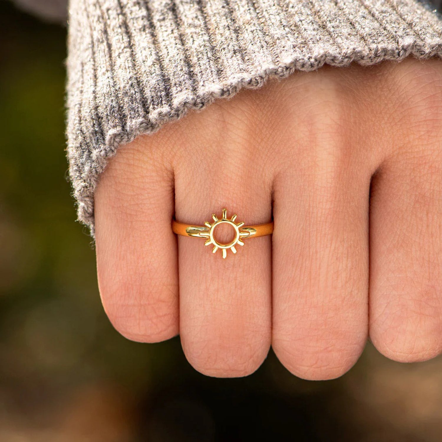 Sun Shape 18K Gold-Plated Ring-Bijou Crush