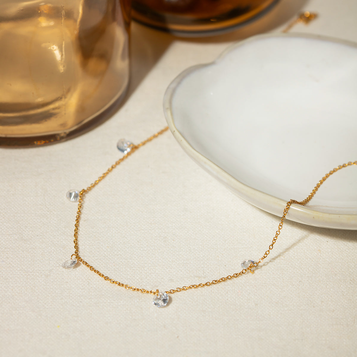 Stainless Steel Rhinestone Charm Necklace-Bijou Crush