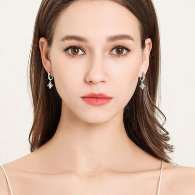 925 Sterling Silver Moissanite Hoop Drop Earrings-Bijou Crush