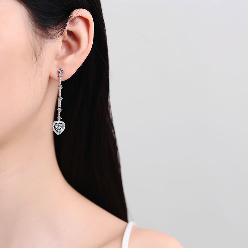2 Carat Moissanite Zircon 925 Sterling Silver Heart Earrings-Bijou Crush