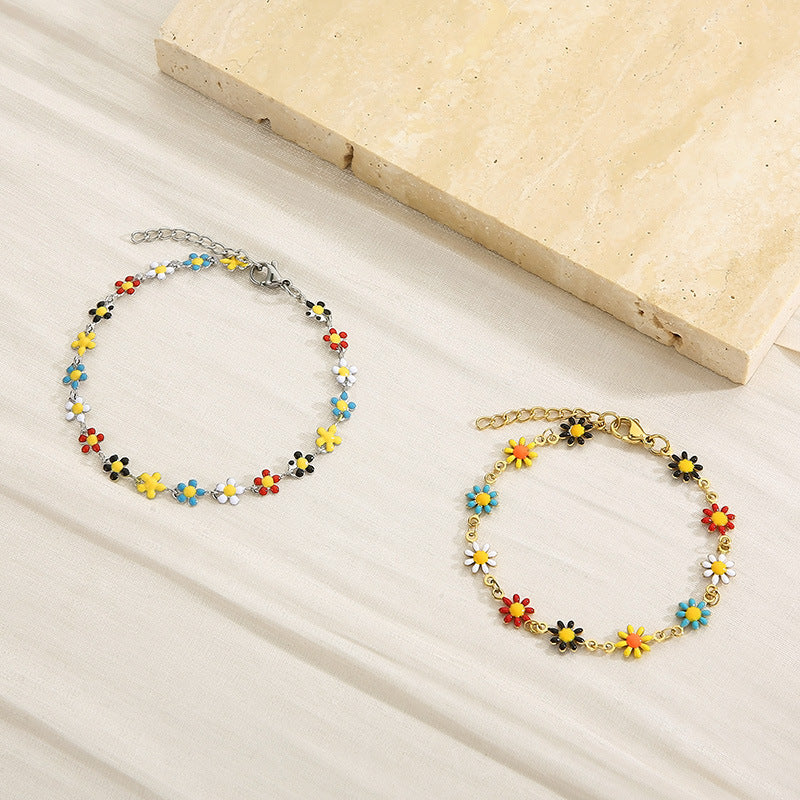 Flower & Cross Stainless Steel Bracelet-Bijou Crush