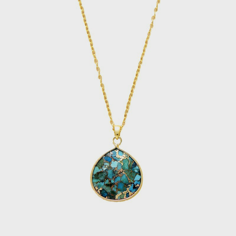 Turquoise Chain Pendant Necklace-Bijou Crush