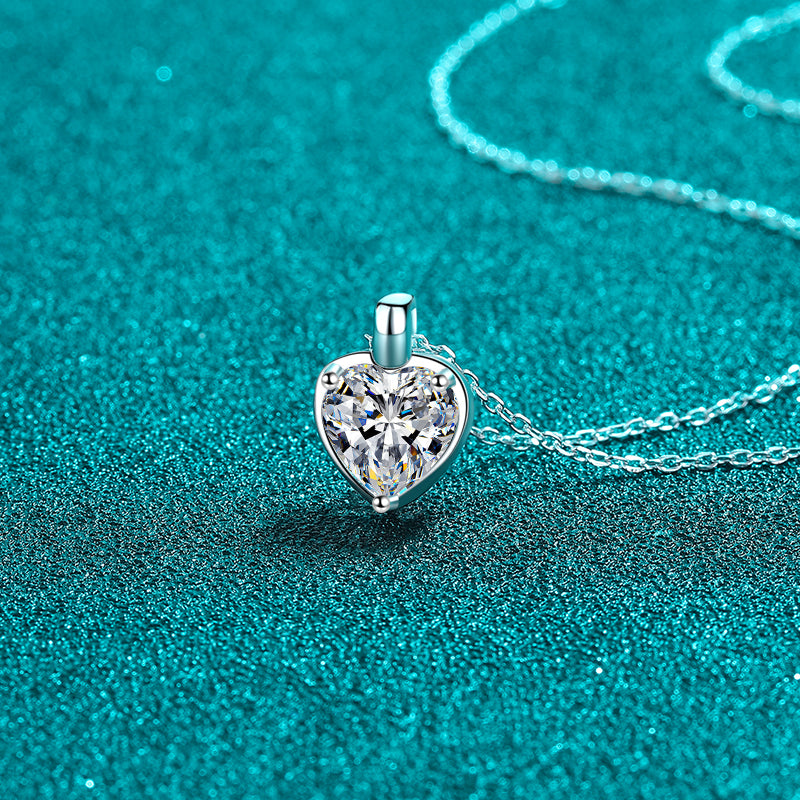 2 Carat Moissanite 925 Sterling Silver Heart Shape Necklace-Bijou Crush
