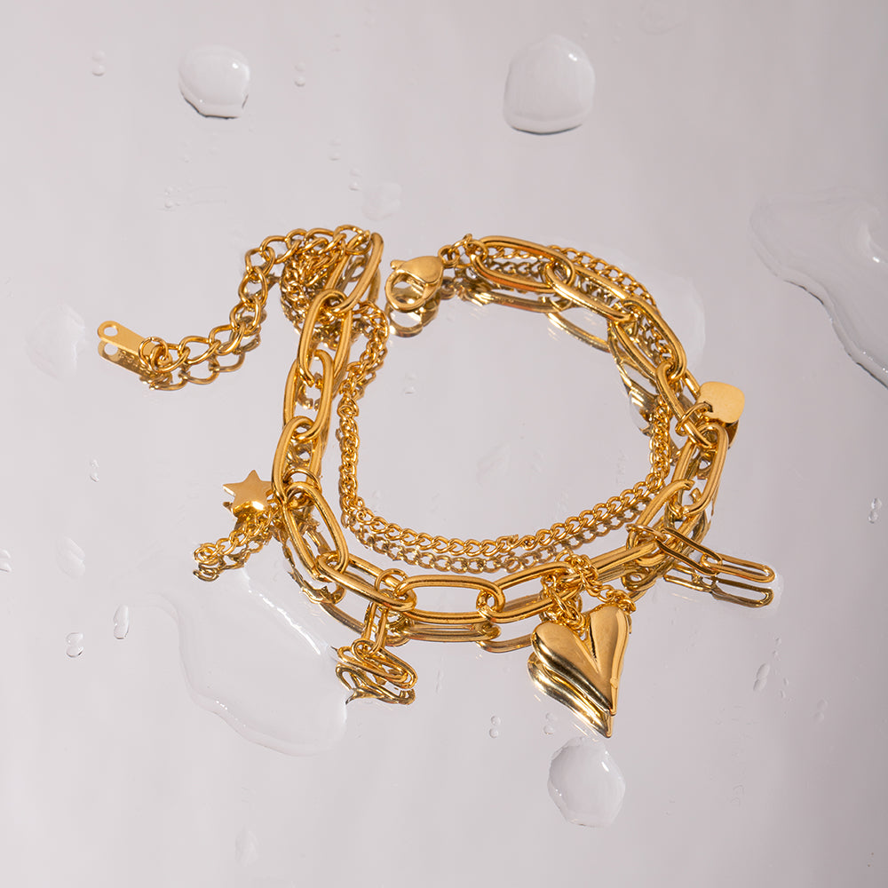 Stainless Steel Double Layered Charm Bracelet-Bijou Crush