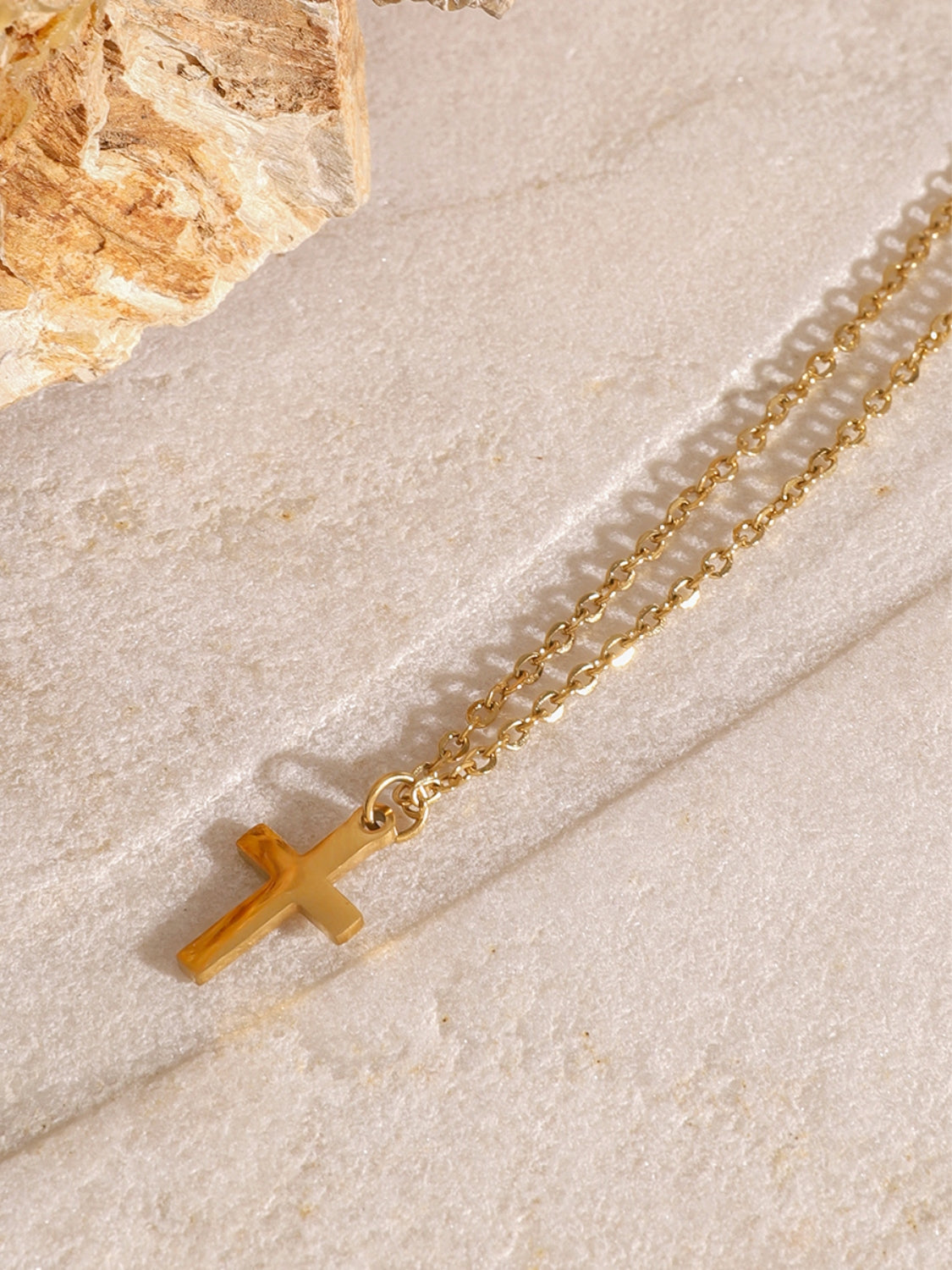 18K Gold-Plated Three-Layered Cross Necklace-Bijou Crush