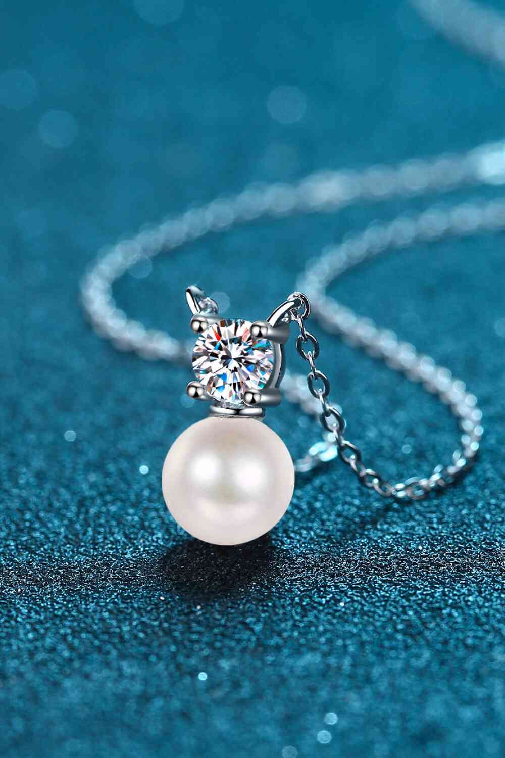 925 Sterling Silver Freshwater Pearl Moissanite Necklace-Bijou Crush