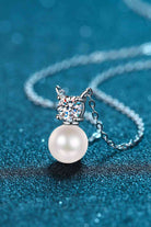 925 Sterling Silver Freshwater Pearl Moissanite Necklace-Bijou Crush