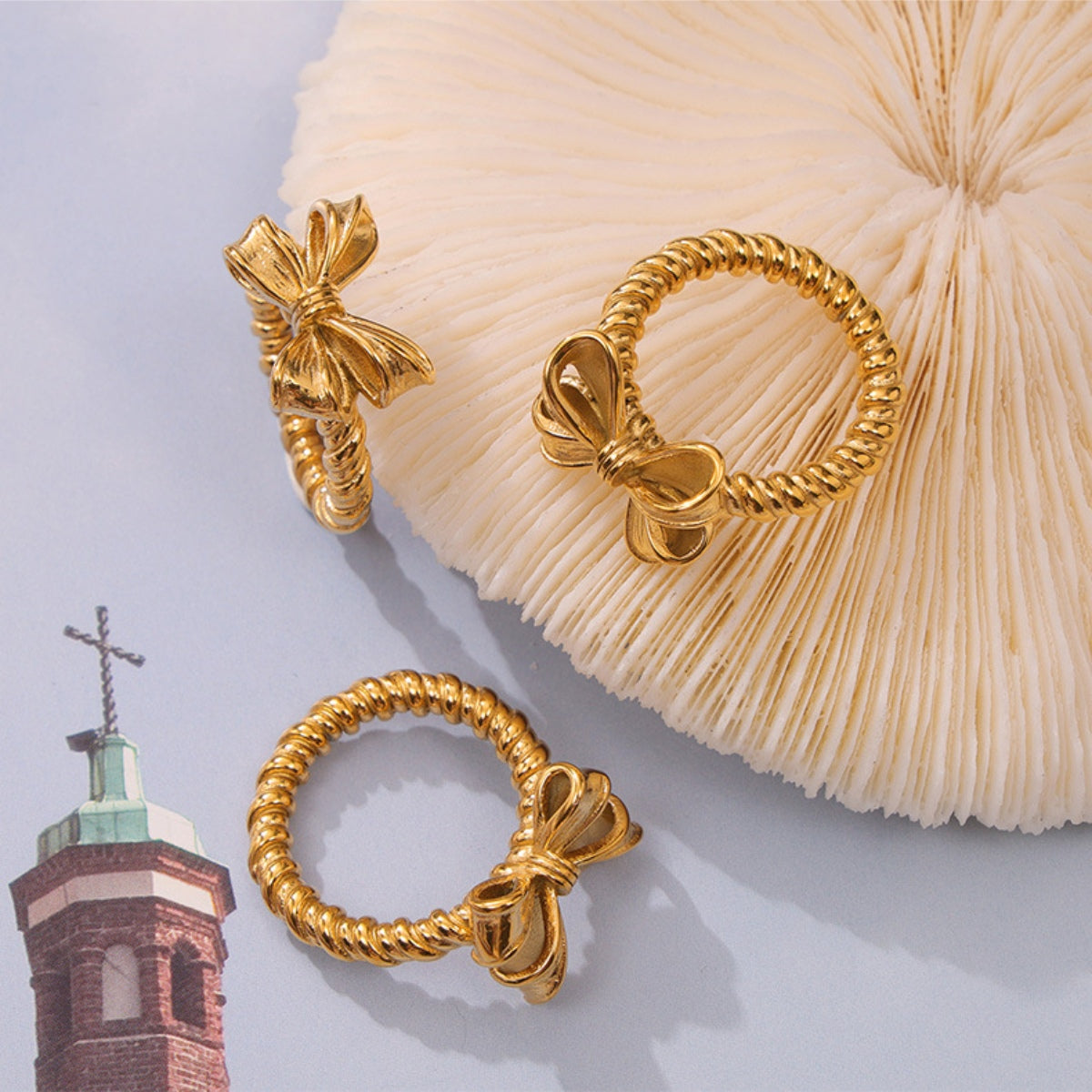 Twisted Titanium Steel Bow Ring-Bijou Crush