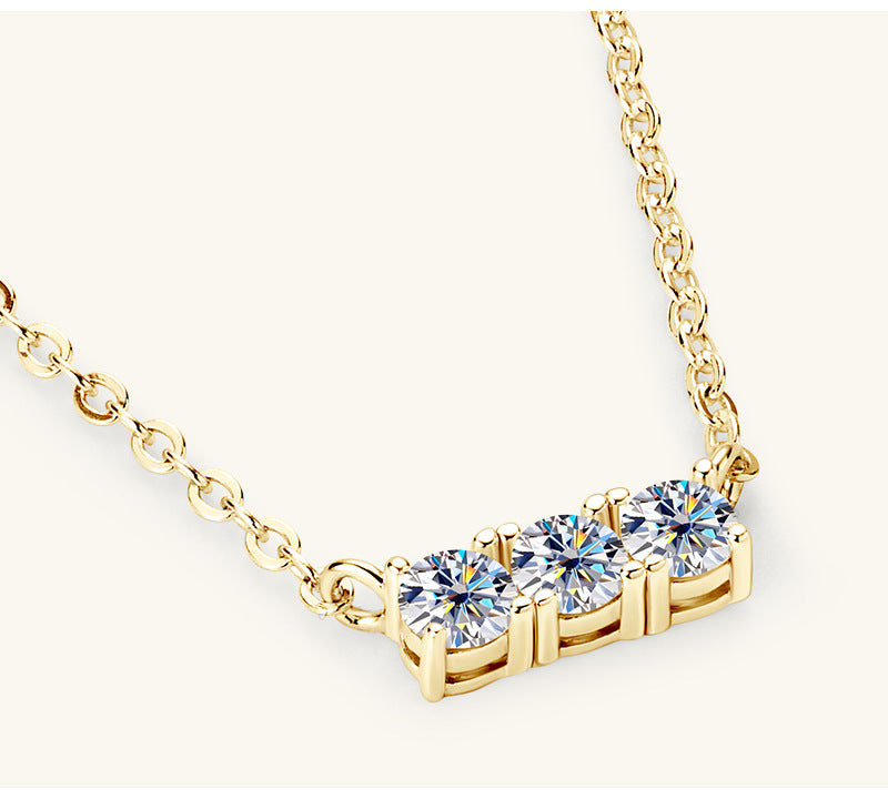 925 Sterling Silver Inlaid Moissanite Bar Necklace-Bijou Crush