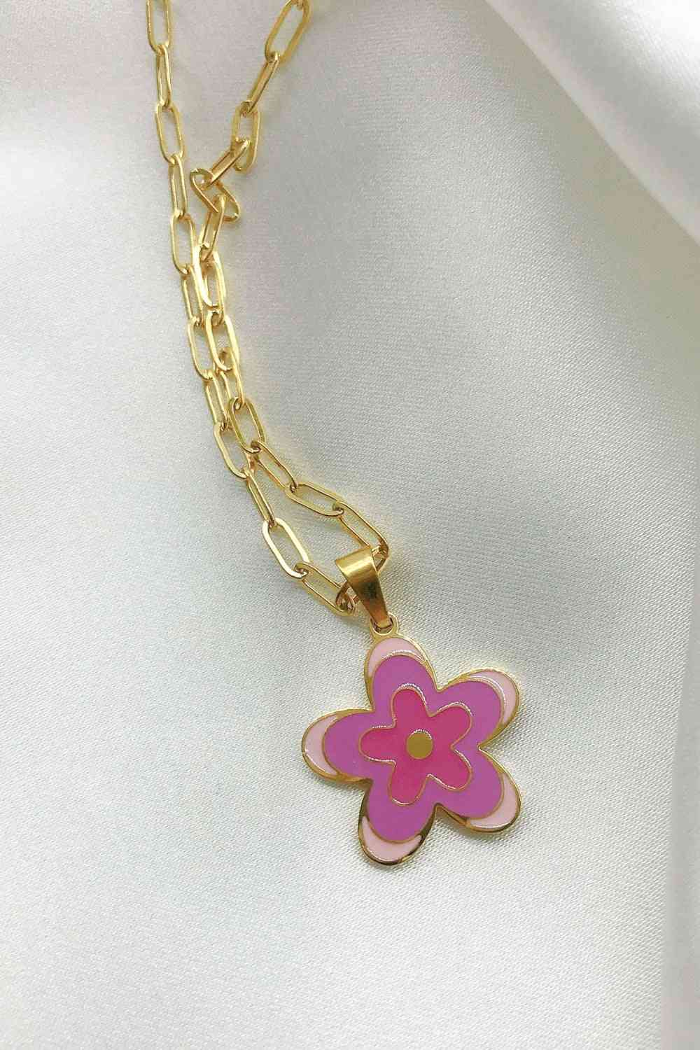 Flower Pendant Stainless Steel Necklace-Bijou Crush