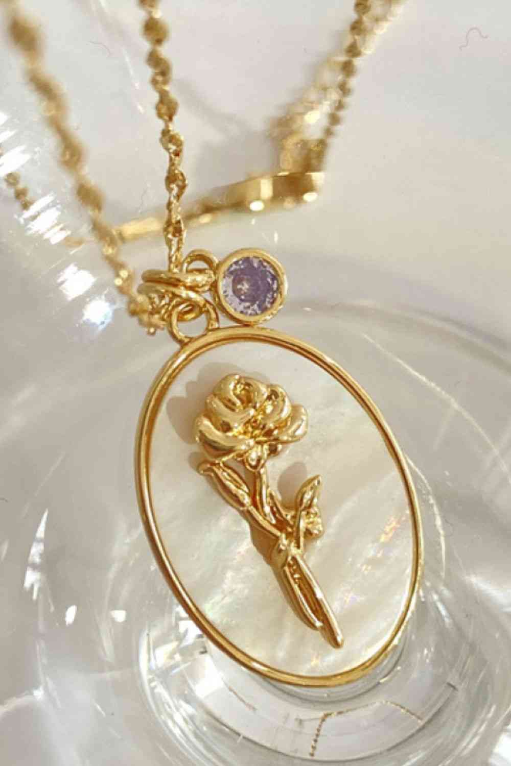 Flower Shell Pendant Copper Necklace-Bijou Crush