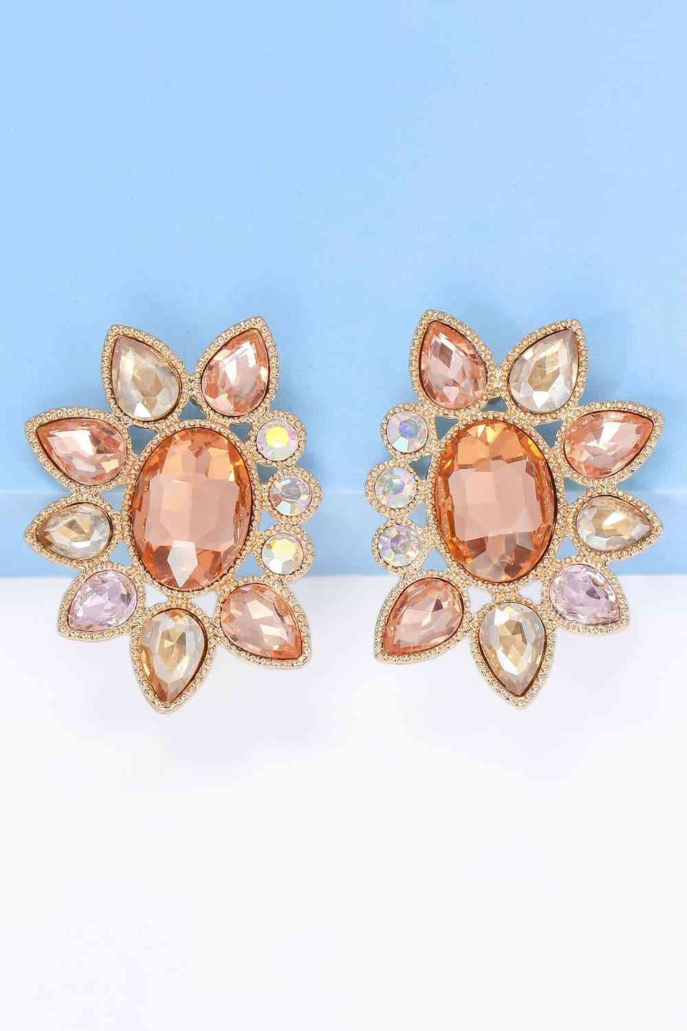 Geometrical Shape Glass Stone Dangle Earrings-Bijou Crush