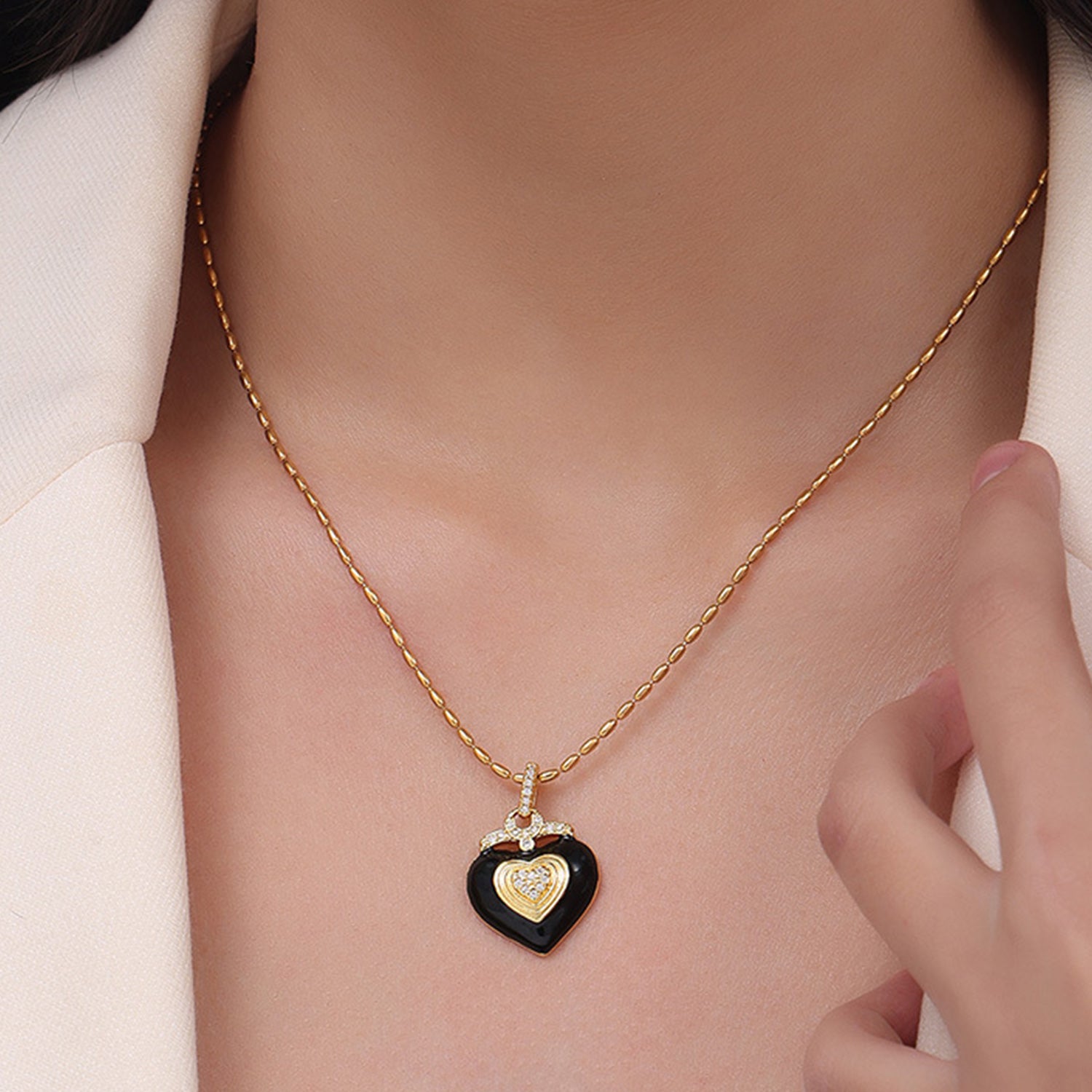 Titanium Steel Heart Shape Necklace-Bijou Crush