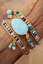 Handmade Natural Stone Beaded Triple Layer Bracelet-Bijou Crush
