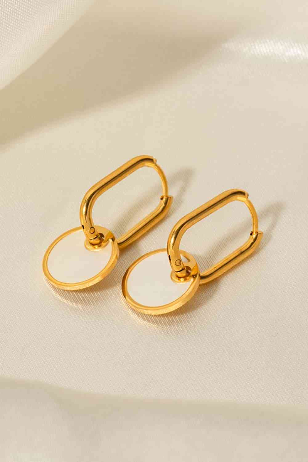 Copper White Mother-Of-Pearl Drop Earrings-Bijou Crush