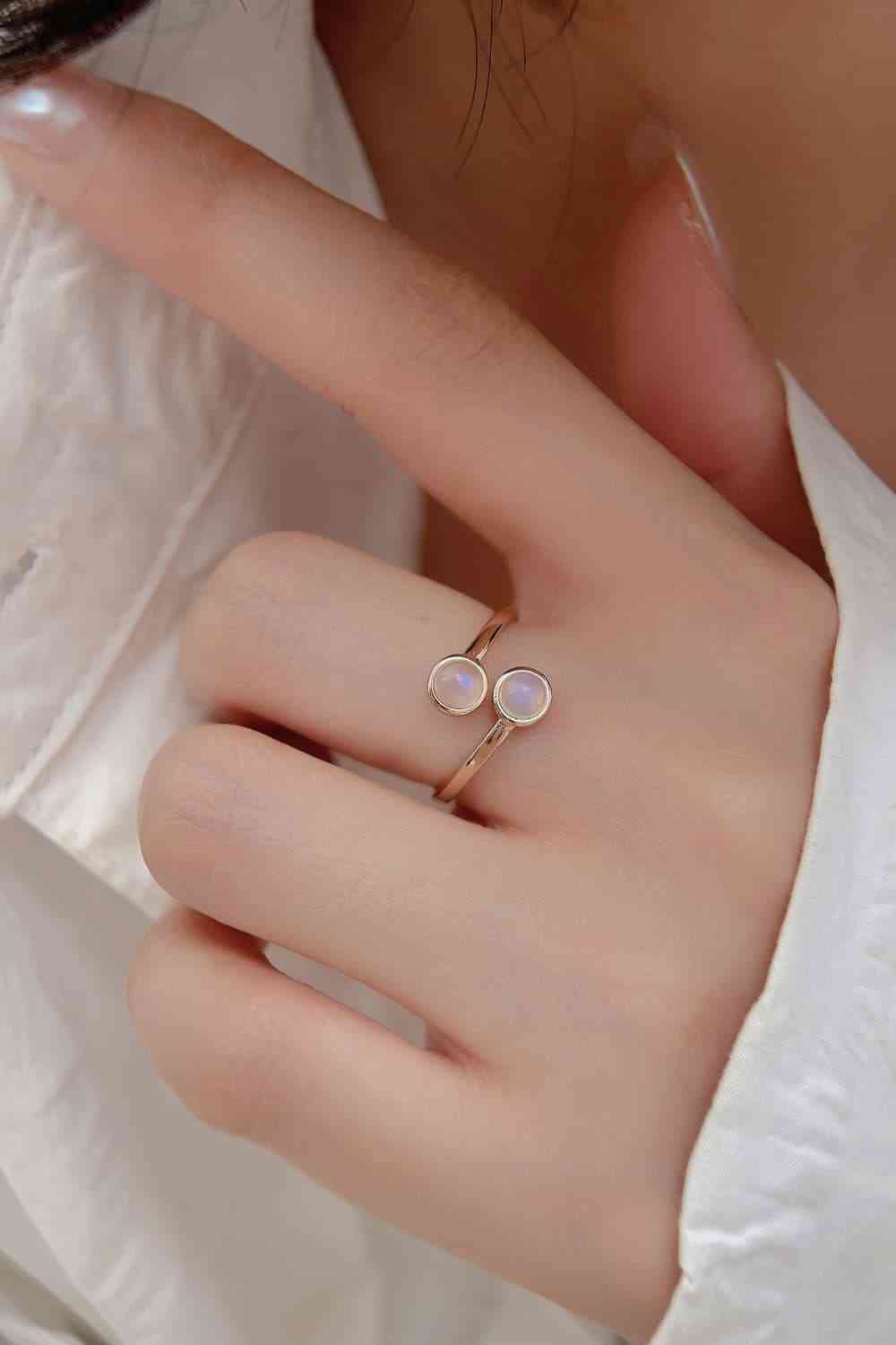 High Quality Natural Moonstone 925 Sterling Silver Toi Et Moi Ring-Bijou Crush