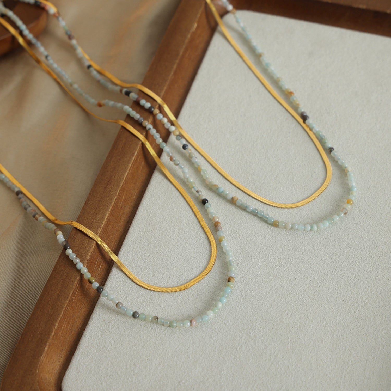 Beaded Titanium Steel Double-Layered Necklace-Bijou Crush