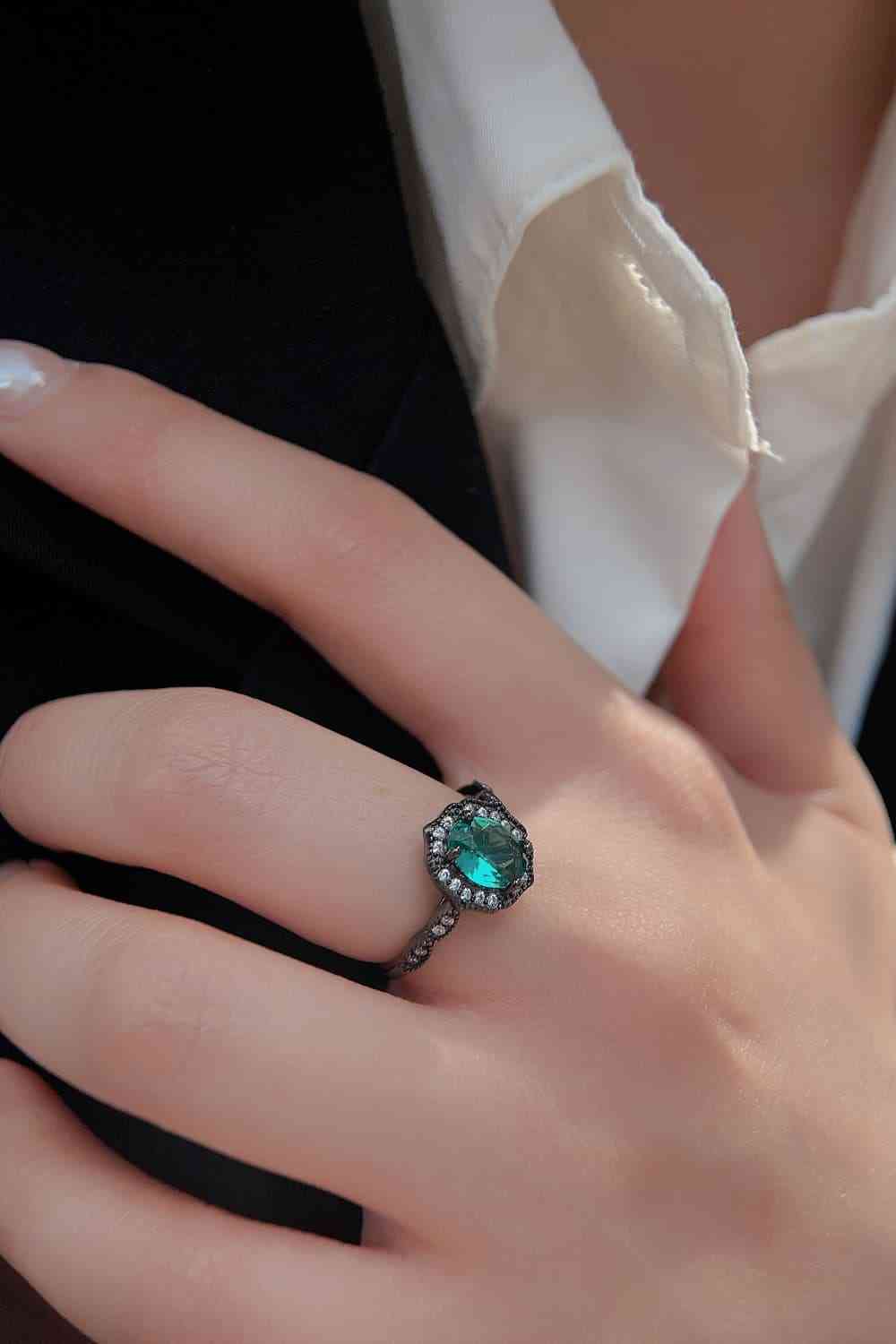 925 Sterling Silver Paraiba Blue Zircon 4-Prong Ring-Bijou Crush