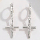 925 Sterling Silver Zircon Cross Earrings-Bijou Crush