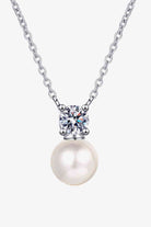 925 Sterling Silver Freshwater Pearl Moissanite Necklace-Bijou Crush