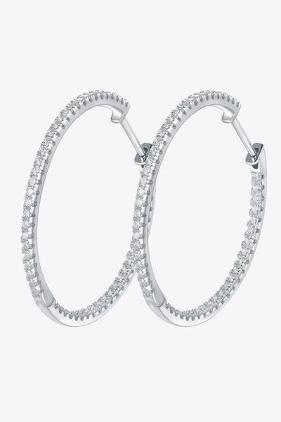 Adored Inlaid Moissanite 925 Sterling Silver Hoop Earrings-Bijou Crush