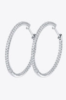 Adored Inlaid Moissanite 925 Sterling Silver Hoop Earrings-Bijou Crush