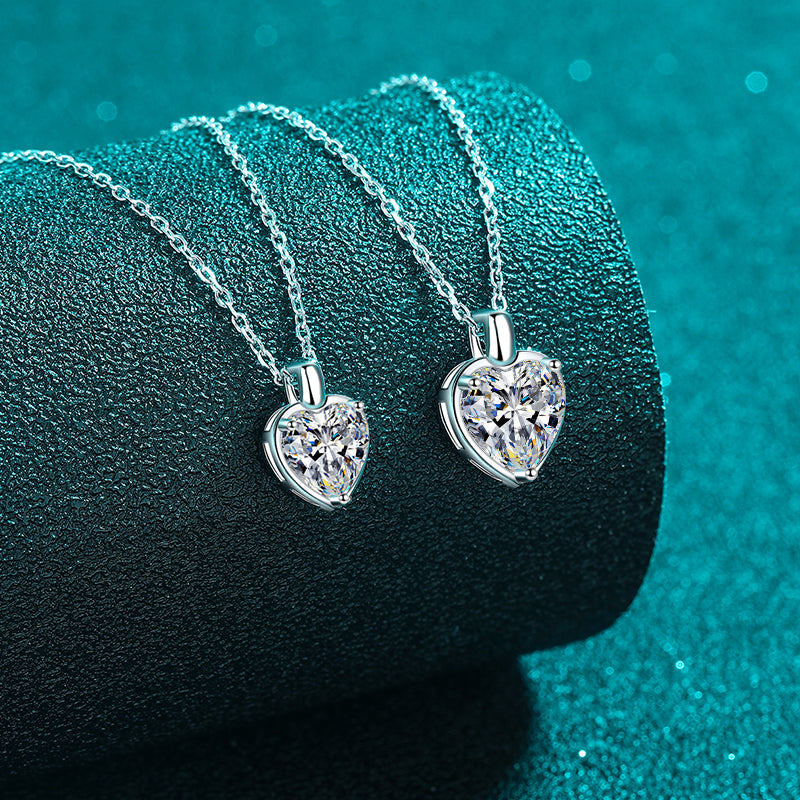 2 Carat Moissanite 925 Sterling Silver Heart Shape Necklace-Bijou Crush