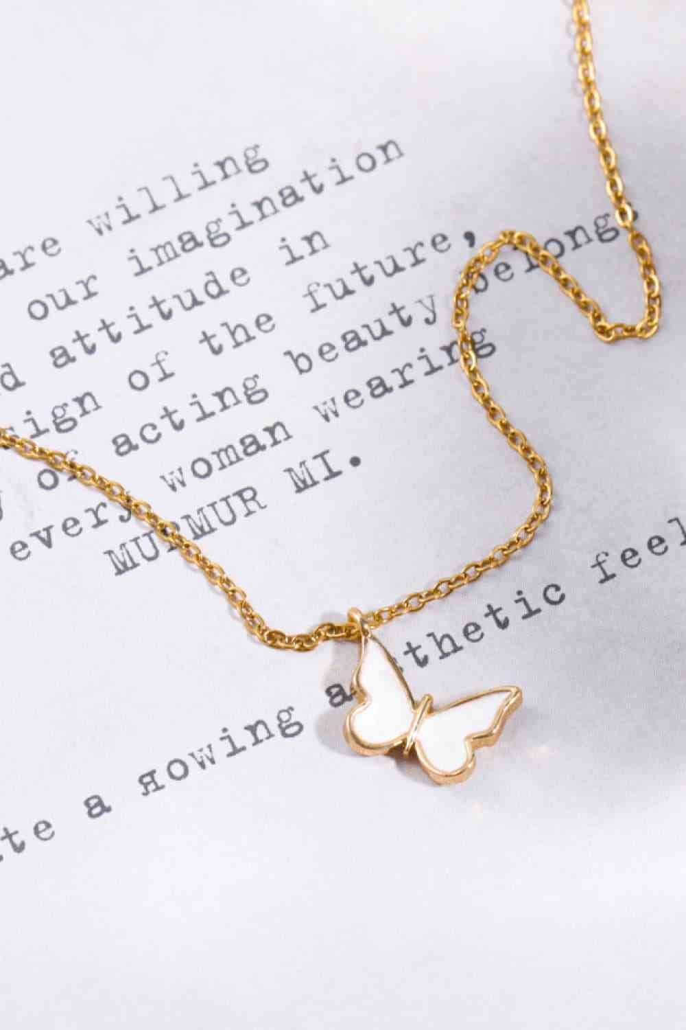 Butterfly Pendant Copper 14K Gold-Plated Necklace-Bijou Crush