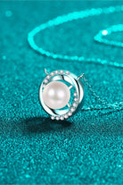 Moissanite Pearl Rhodium-Plated Necklace-Bijou Crush
