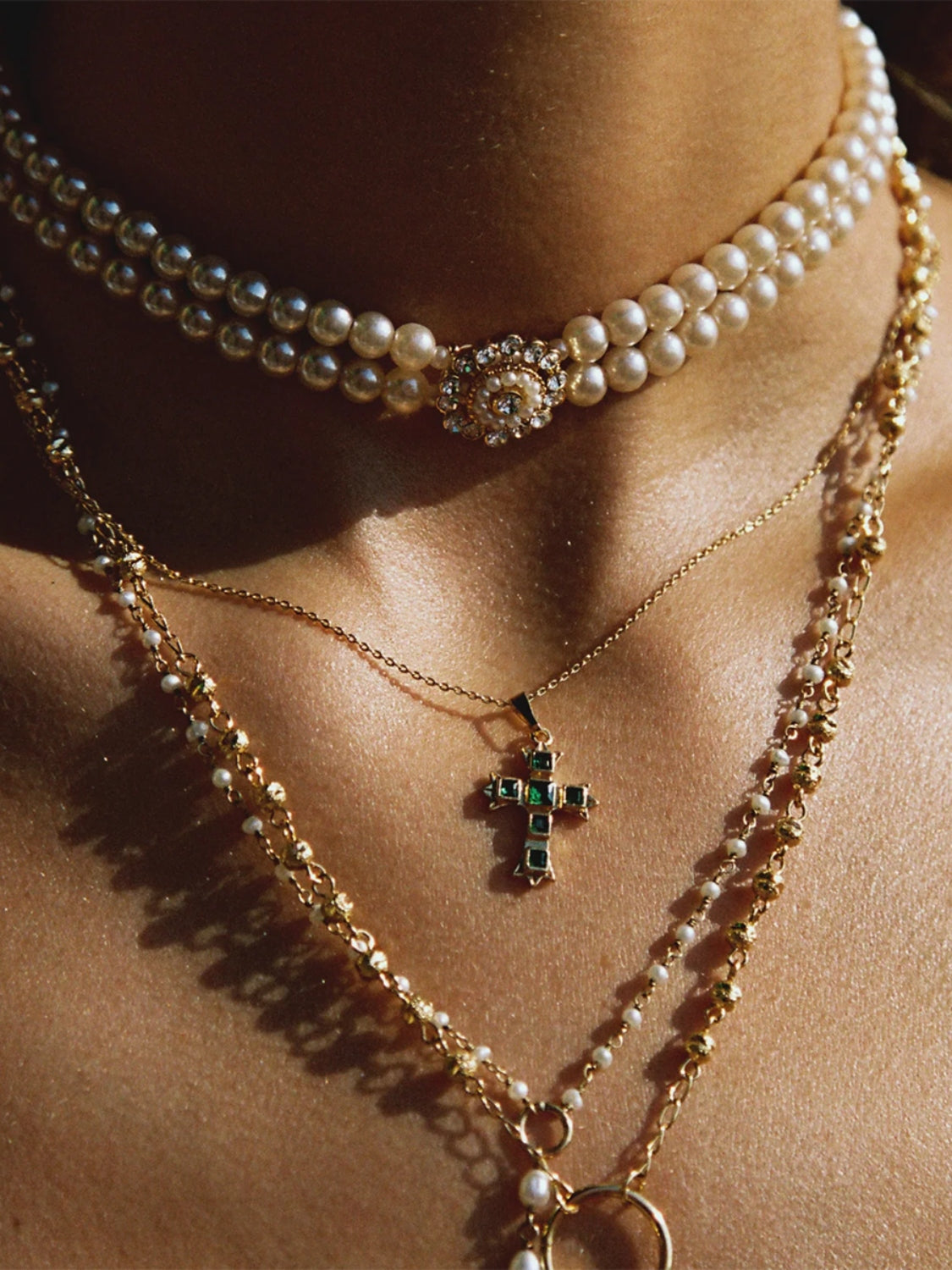 Stainless Steel Zircon Cross Pendant Necklace-Bijou Crush