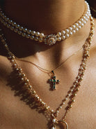 Stainless Steel Zircon Cross Pendant Necklace-Bijou Crush