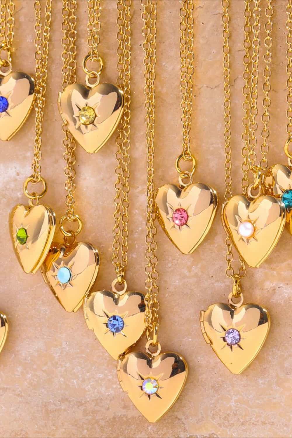 Zircon Heart Shape 14K Gold-Plated Pendant Necklace-Bijou Crush