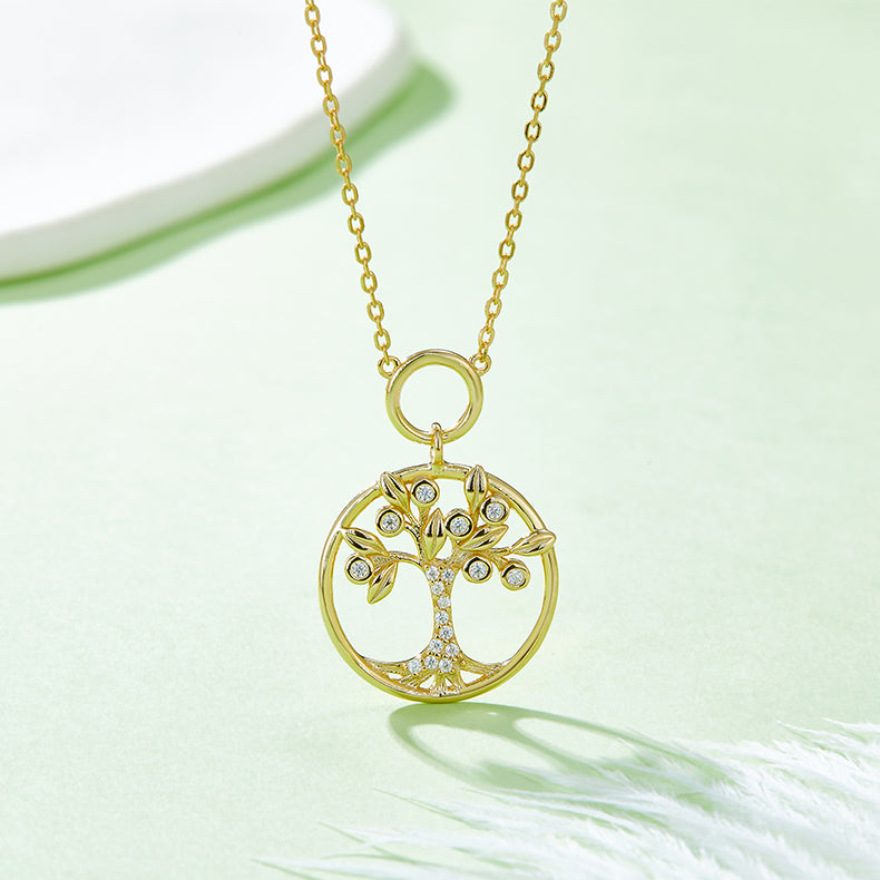 Moissanite 925 Sterling Silver Tree Of Life Pendant Necklace-Bijou Crush