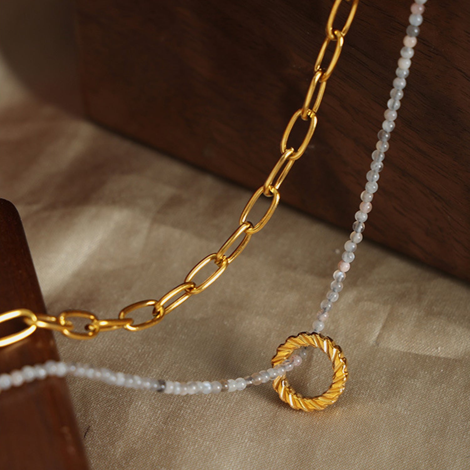 Beaded Double-Layered Titanium Steel Necklace-Bijou Crush